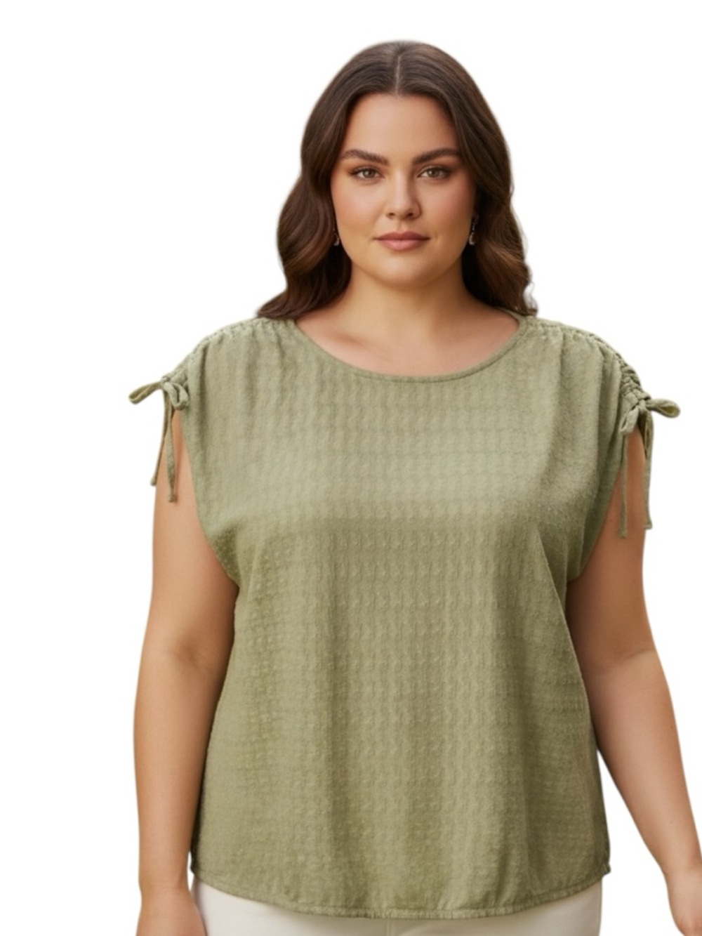French Laundry Olive Green Tie-Shoulder Tank Plus Size Top 2X